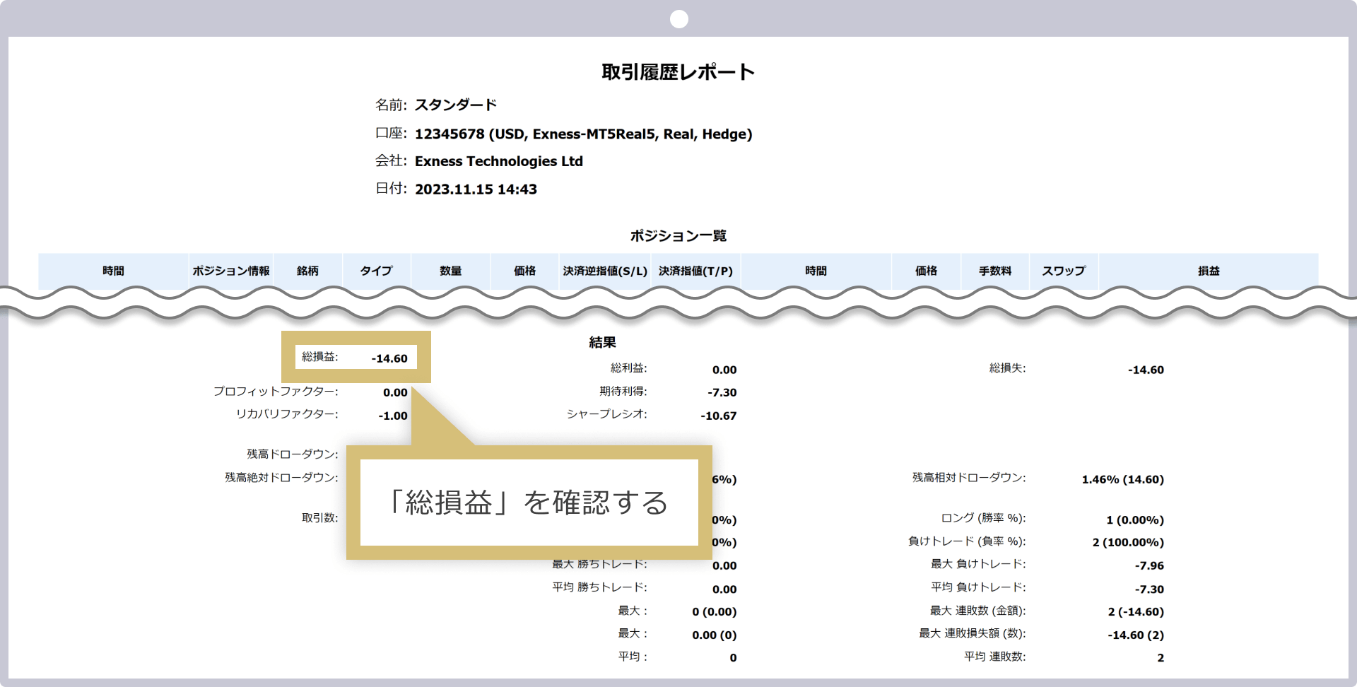 「総損益」を確認する