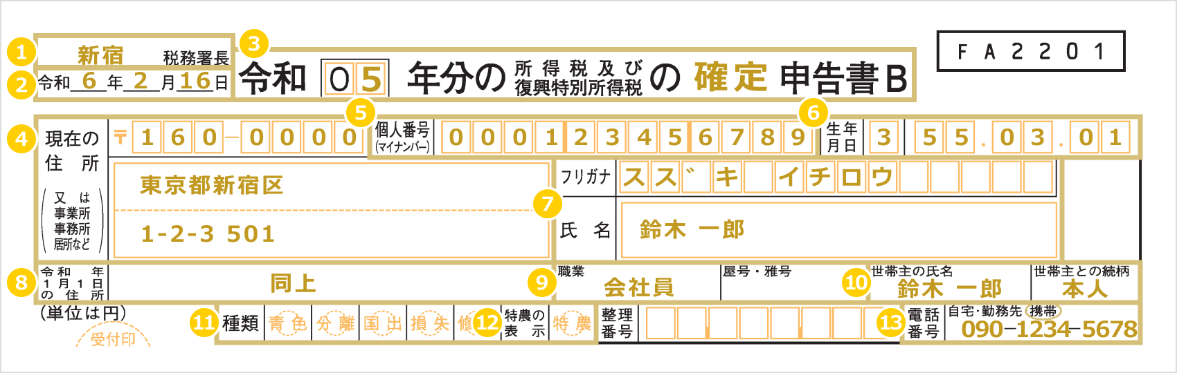個人情報の記入