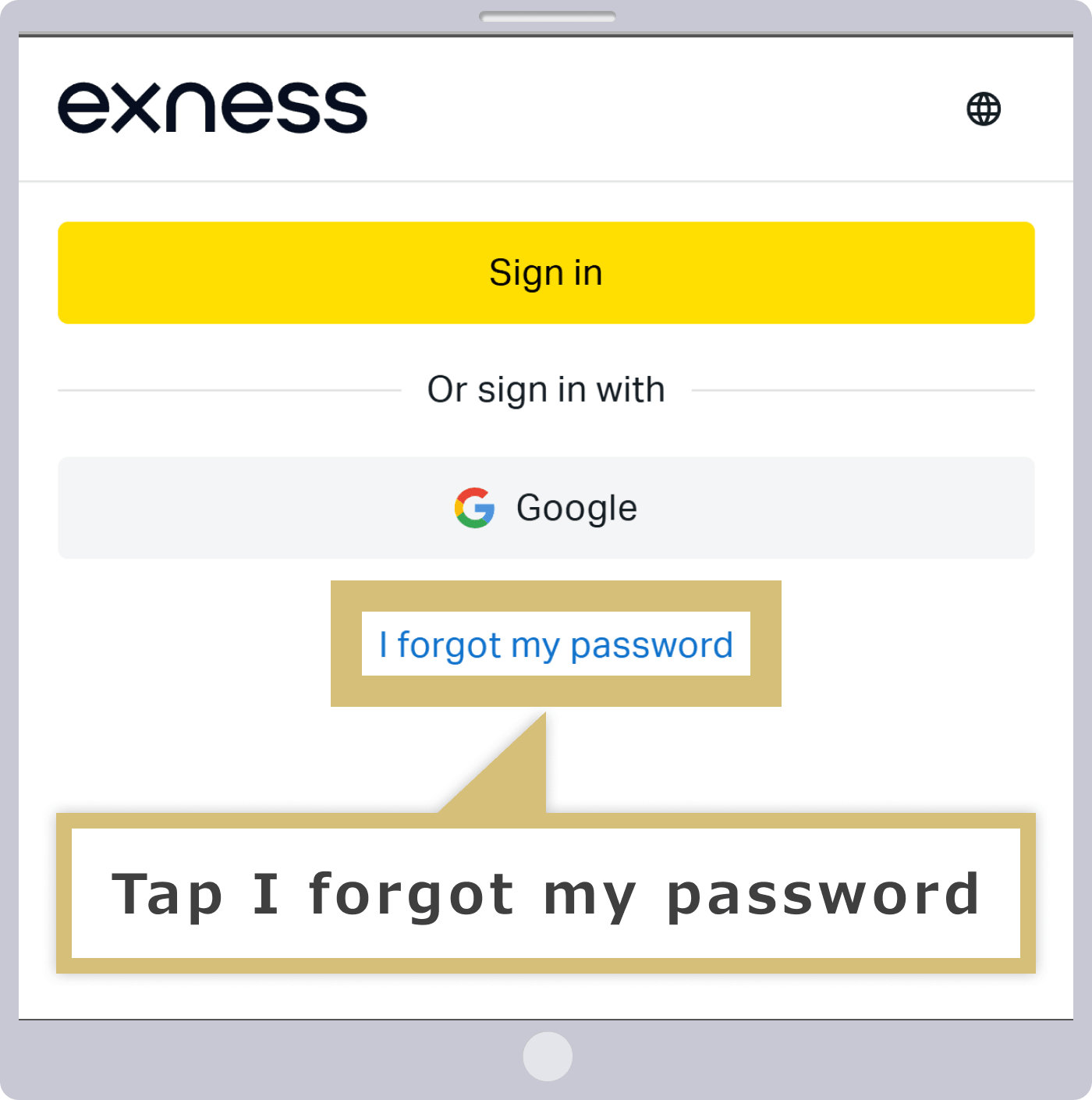 パスワードをお忘れの場合をタップ