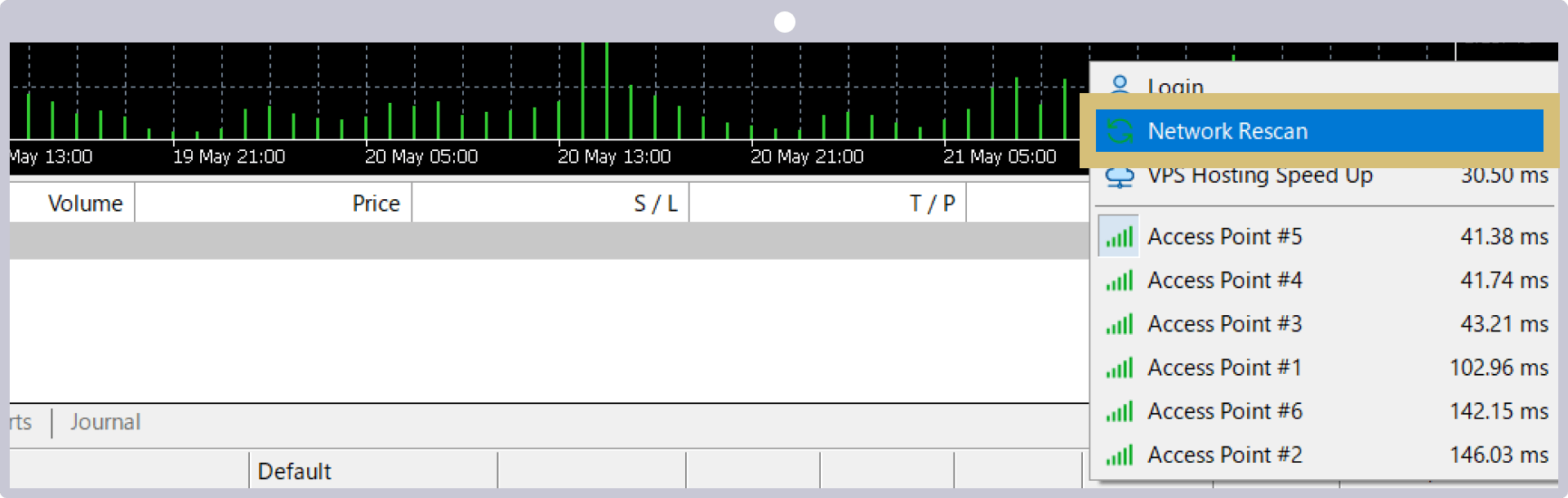 MT4/MT5 ネットワークの再スキャンの表示